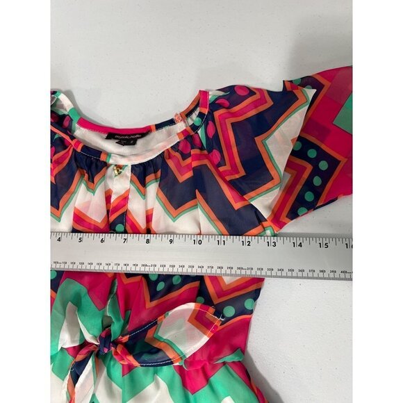 My Michelle Girl's Dress Size 8 Multicolor Long Sleeve Polka Dot Chevron - Picture 11 of 11